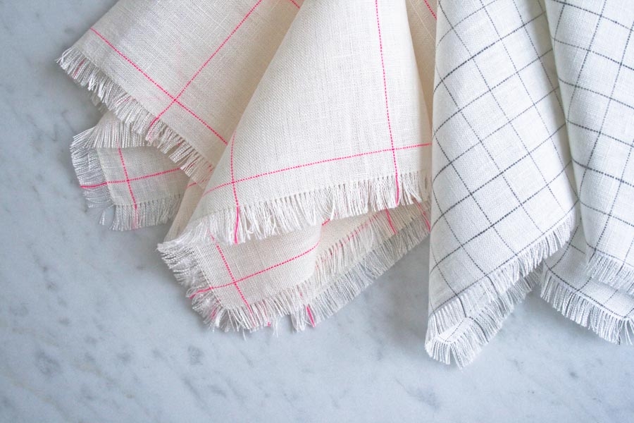 Fringed Napkins in Linen Grid | Purl Soho