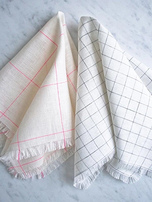 Fringed Napkins in Linen Grid | Purl Soho