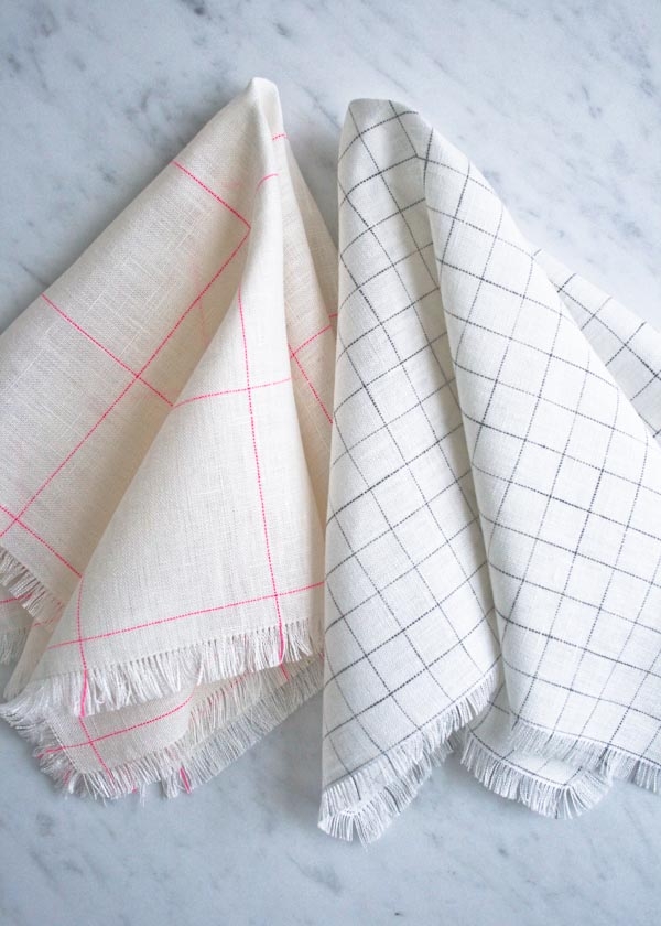 Fringed Napkins in Linen Grid | Purl Soho