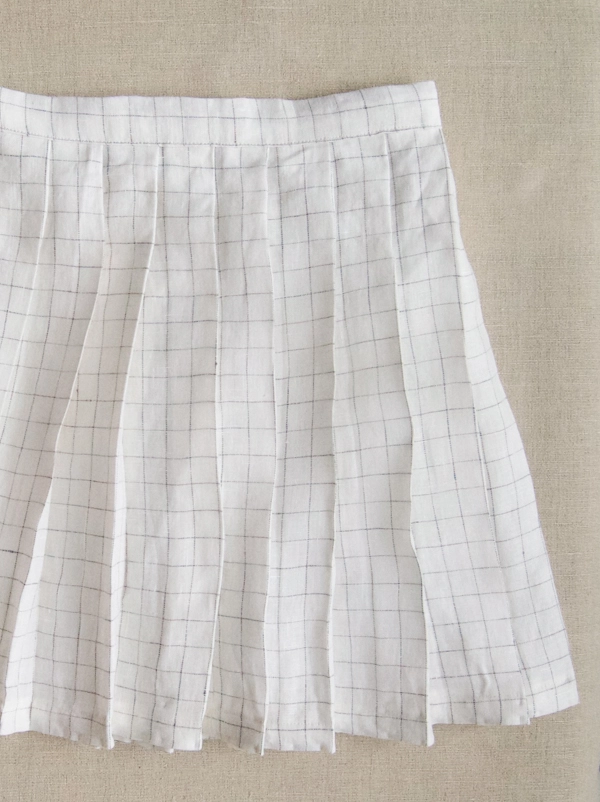 Pleated Skirt in Linen Grid | Purl Soho