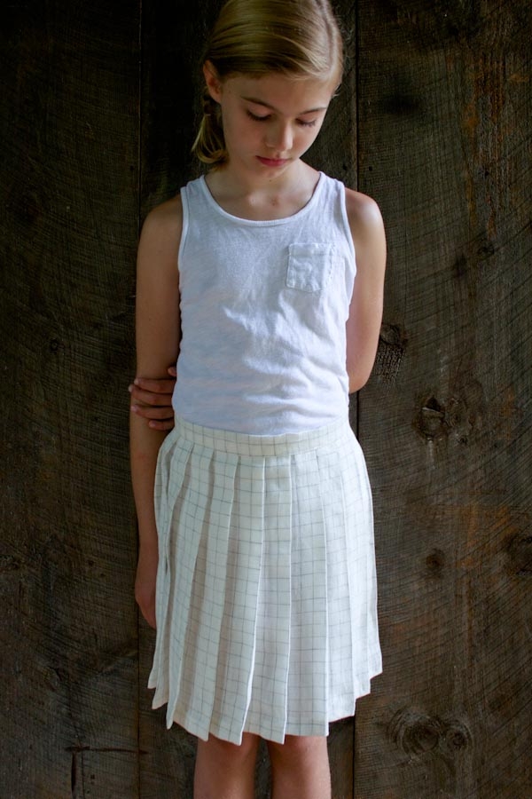 Pleated Skirt in Linen Grid | Purl Soho