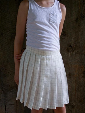 Pleated Skirt in Linen Grid | Purl Soho