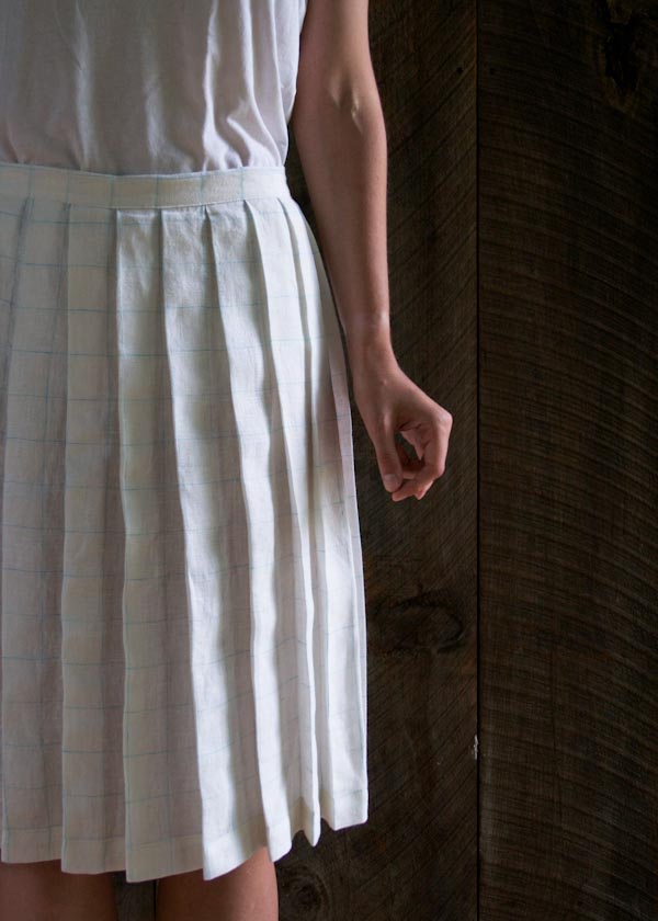 Pleated Skirt in Linen Grid | Purl Soho