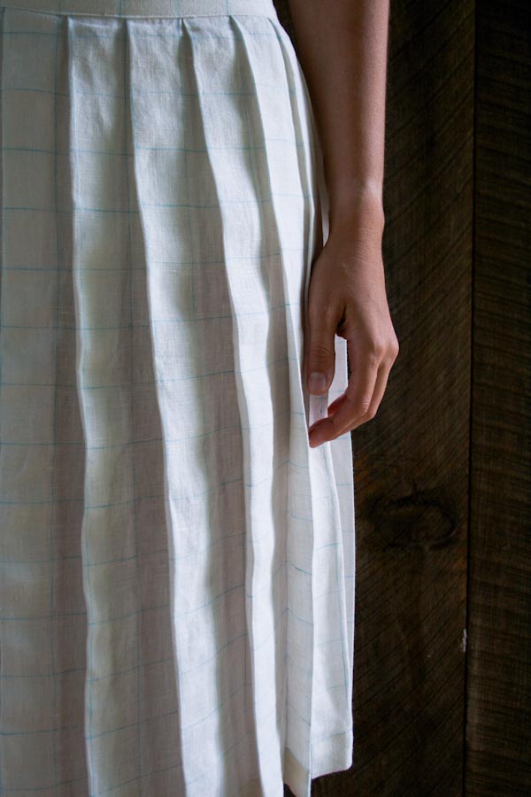 Pleated Skirt in Linen Grid | Purl Soho