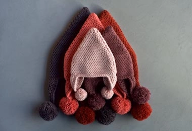 Tunisian Crochet Pointy Pom Pom Hat
