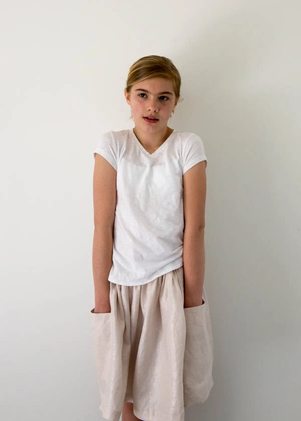 Gathered Skirt for All Ages in Mineral Linen | Purl Soho