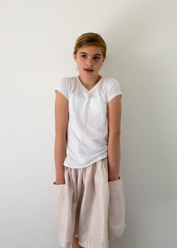 Gathered Skirt for All Ages in Mineral Linen | Purl Soho