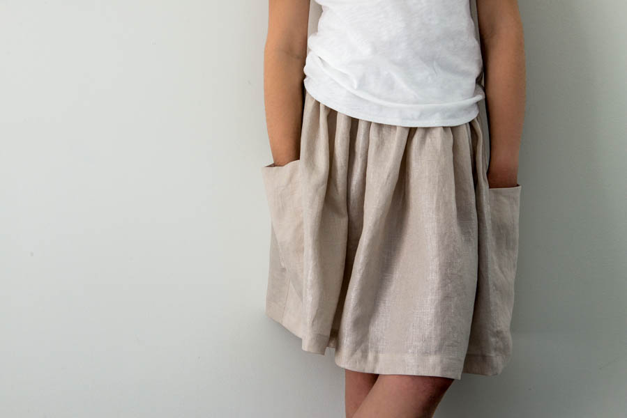 Gathered Skirt for All Ages in Mineral Linen | Purl Soho