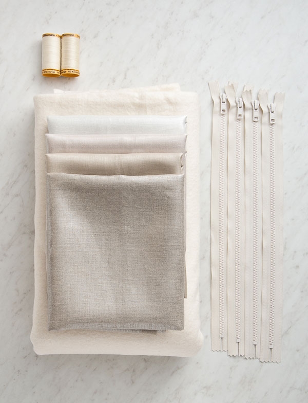 Quilted Zipper Pouches in Mineral Linen | Purl Soho