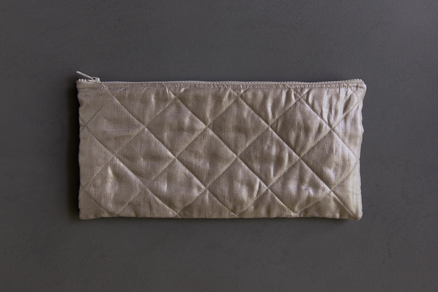 Quilted Zipper Pouches in Mineral Linen | Purl Soho