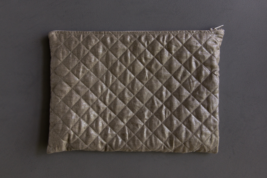 Quilted Zipper Pouches in Mineral Linen | Purl Soho