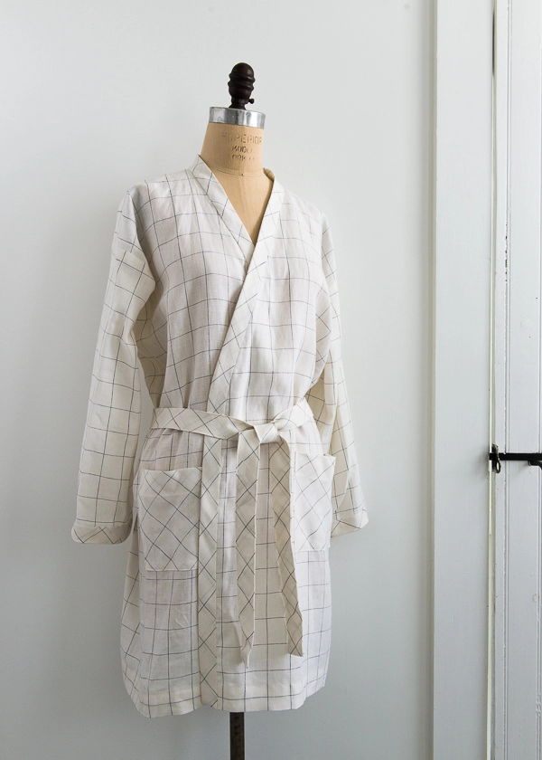 Women’s Robe in Linen Grid | Purl Soho