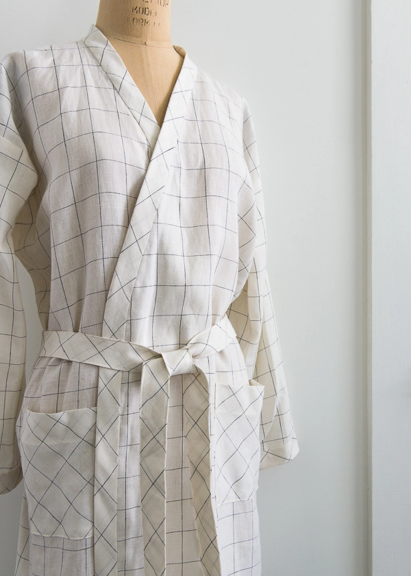 Women’s Robe in Linen Grid | Purl Soho