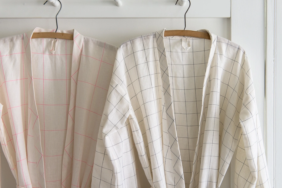 Women’s Robe in Linen Grid | Purl Soho