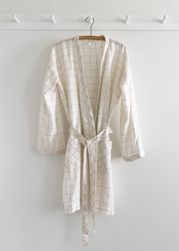 Women’s Robe in Linen Grid | Purl Soho