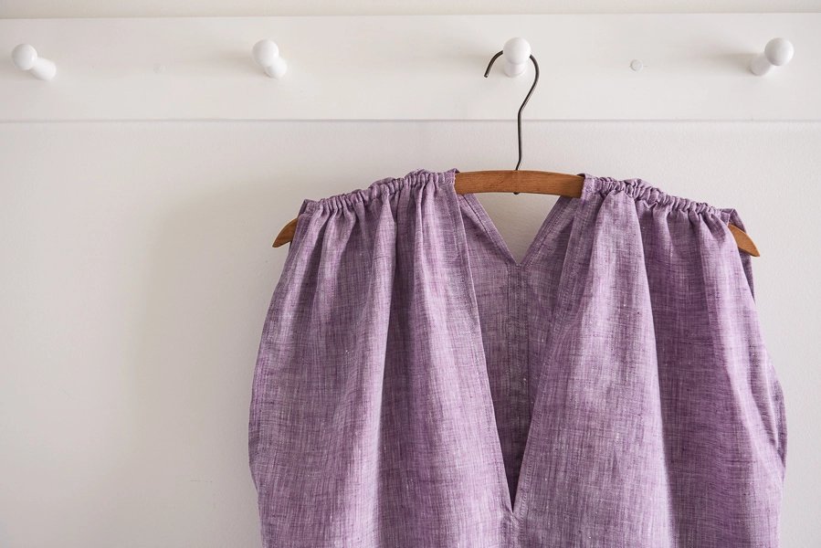 Tunic with Gathered Shoulders in Watercolor Linen | Purl Soho