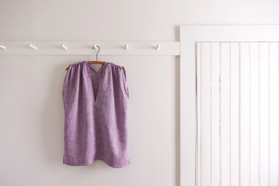 Tunic with Gathered Shoulders in Watercolor Linen | Purl Soho