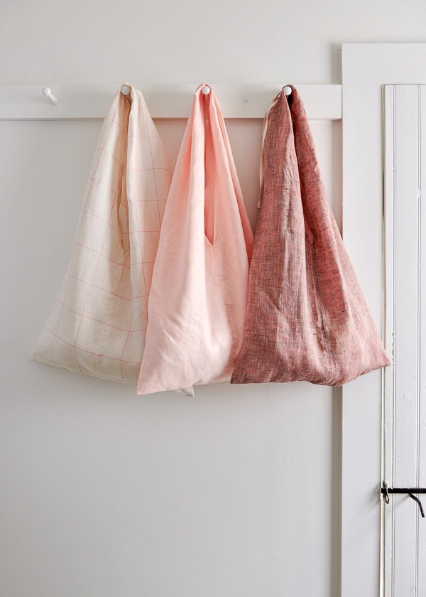 Washed linen Merci shopping bag - Stone