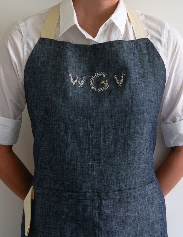 Monogrammed Simple Linen Apron | Purl Soho