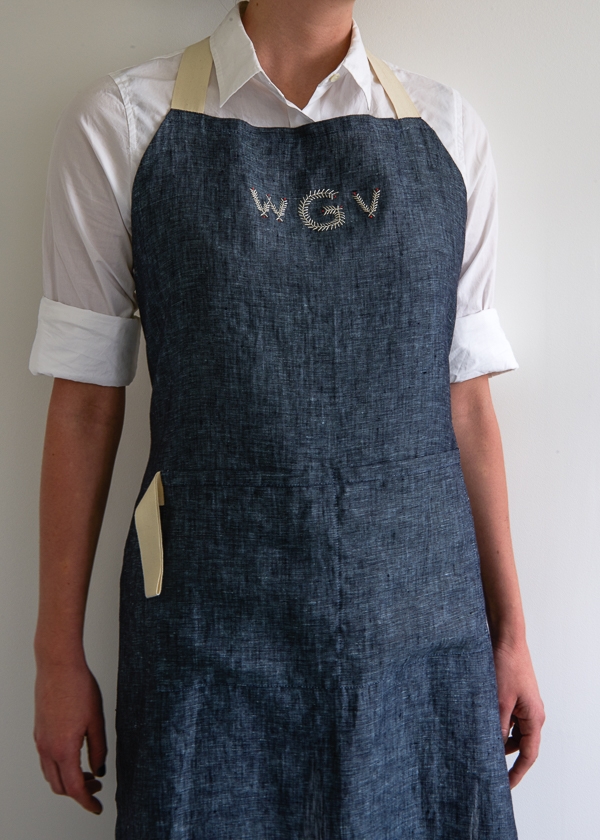 Monogrammed Simple Linen Apron | Purl Soho