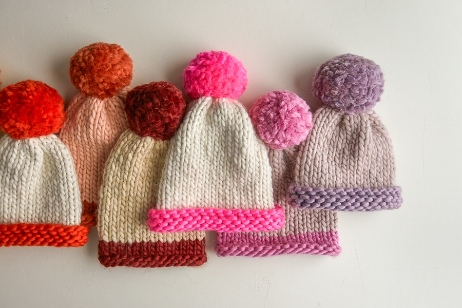 Two-Tone Pom Pom Hat + Scarf - Purl Soho