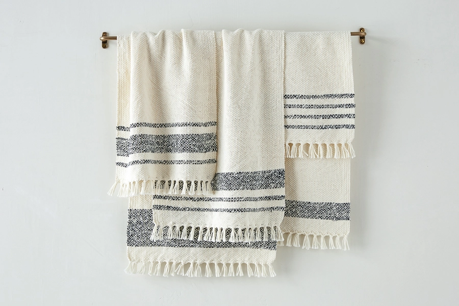 Individual Oversized Large Striped Cotton Hand Loom Dish Cloths