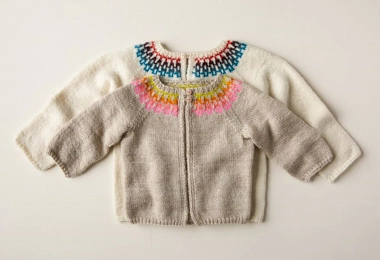 Baby Fair Isle Cardigan In Posy