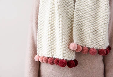 Pom Pom Trim Scarf