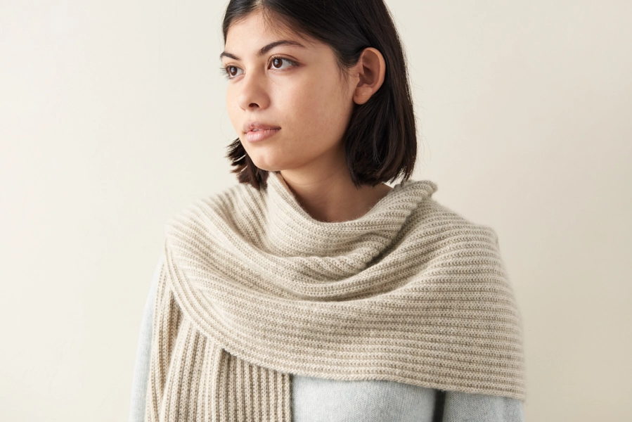 Women's Camel Soft Ribbed Knit Scarf - Size One Size