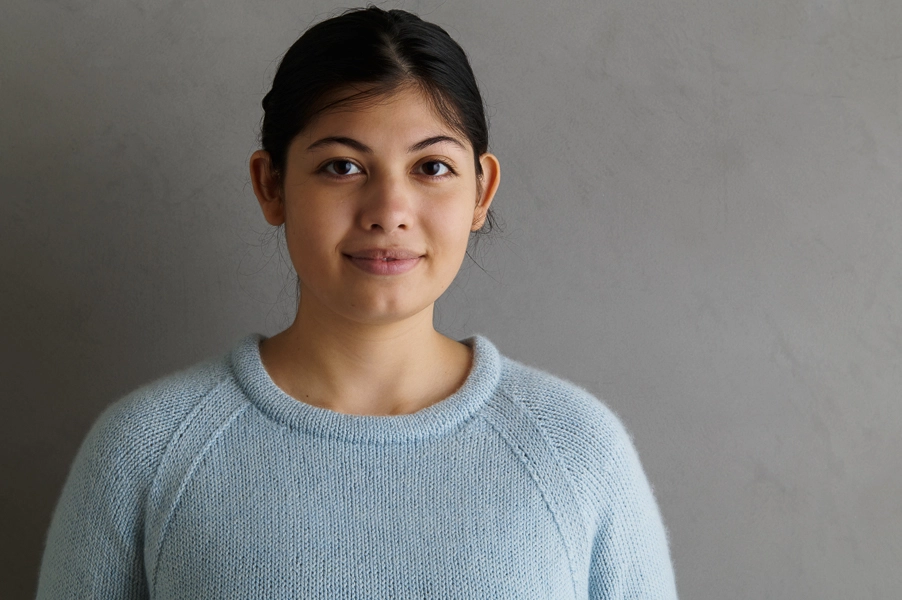 Classic Hemmed Crewneck In Cashmere Merino Bloom | Purl Soho