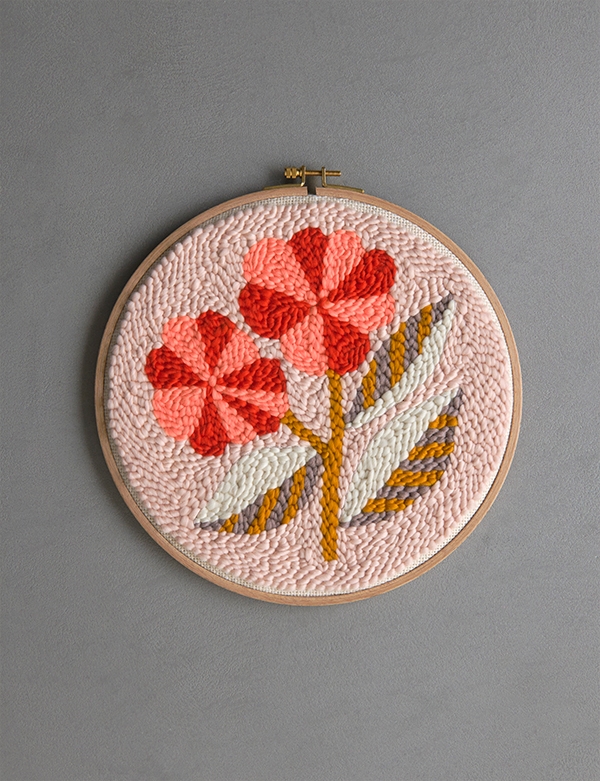 Pink Floral Punch Needle Embroidery Kit