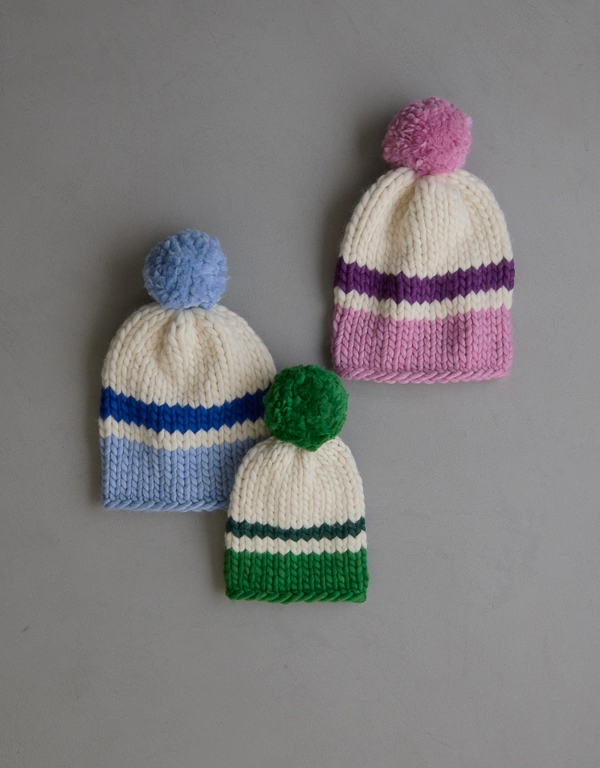 Two-Tone Pom Pom Hat + Scarf - Purl Soho, Beautiful Yarn For Beautiful  KnittingPurl Soho