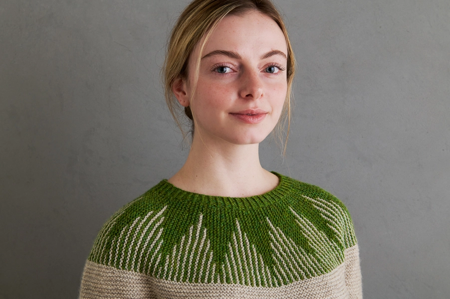 Ainur Berkimbayeva For Purl Soho: Thistle Yoke Pullover In New Colors | Purl Soho