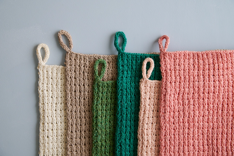 Waffle Stitch Washcloth + Hand Towel In Santolina | Purl Soho