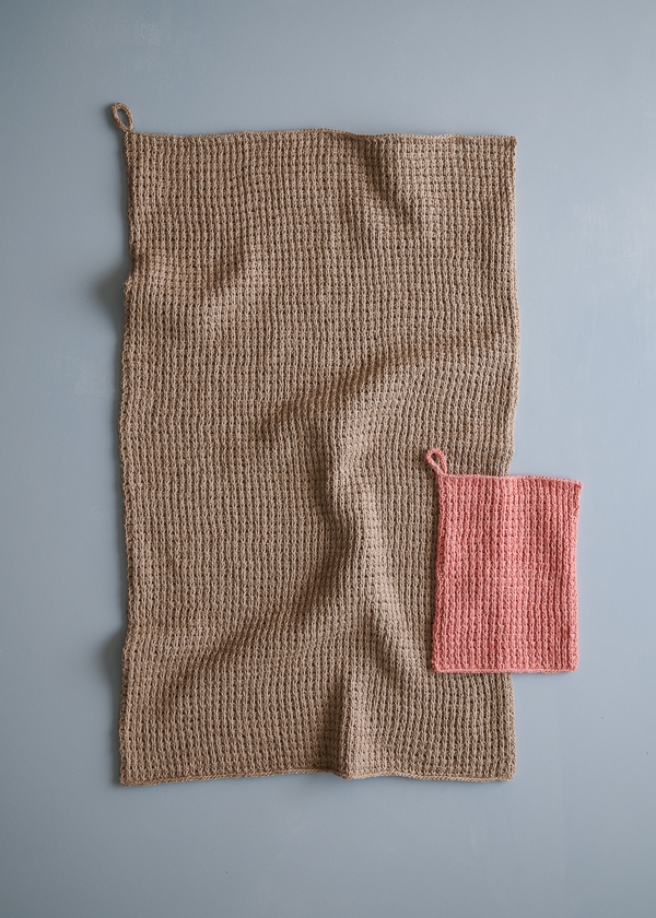 Waffle Stitch Washcloth + Hand Towel In Santolina | Purl Soho