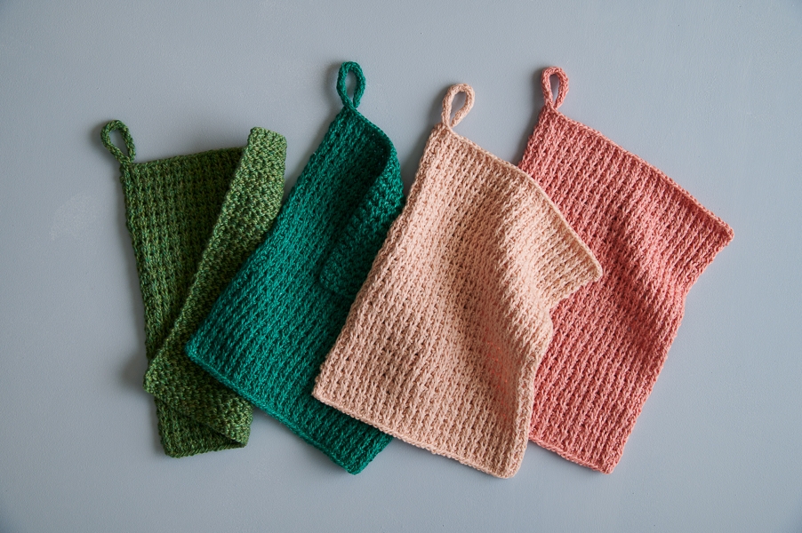 Waffle Stitch Washcloth + Hand Towel In Santolina | Purl Soho