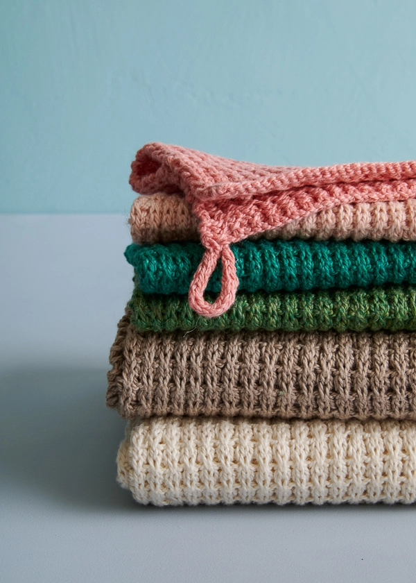 Waffle Stitch Washcloth + Hand Towel In Santolina | Purl Soho