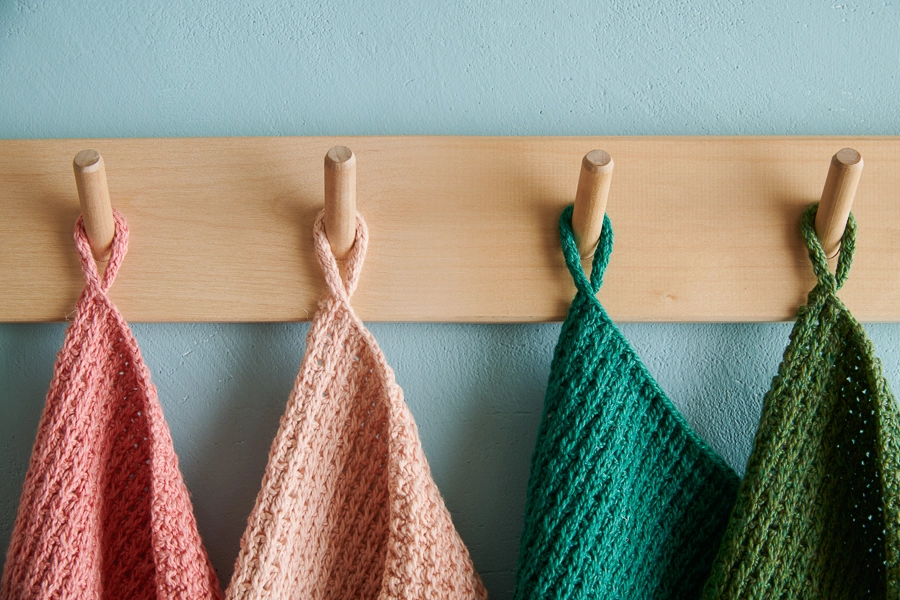 Waffle Stitch Washcloth + Hand Towel In Santolina | Purl Soho