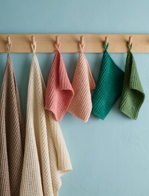 Waffle Stitch Washcloth + Hand Towel In Santolina | Purl Soho