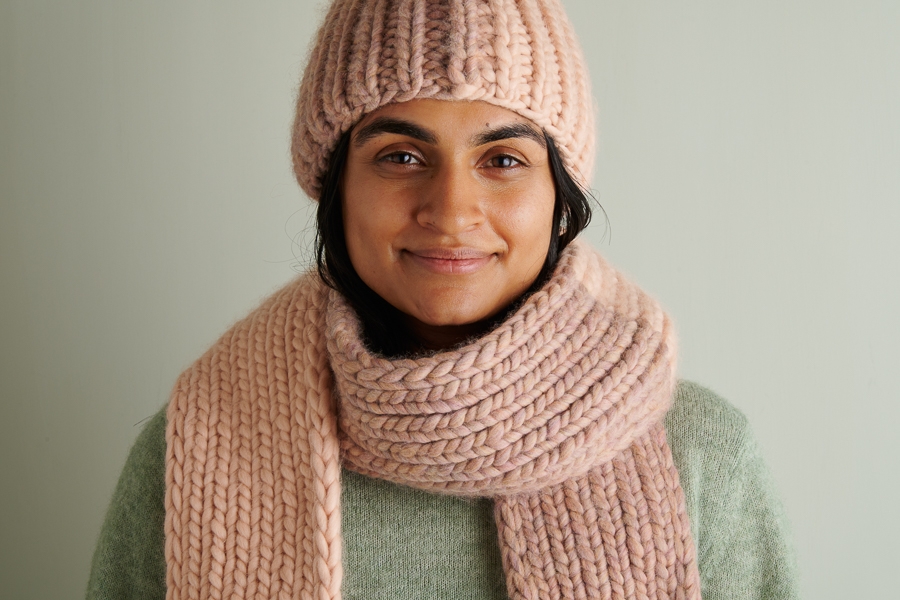 Two-Tone Pom Pom Hat + Scarf | Purl Soho