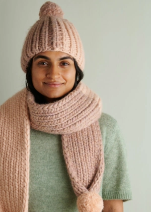 Two-Tone Pom Pom Hat + Scarf | Purl Soho