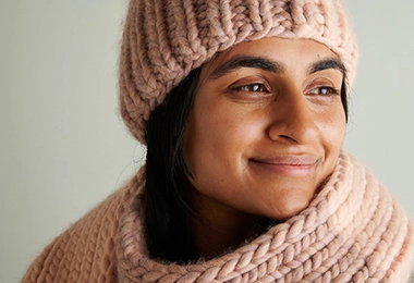 Two-Tone Pom Pom Hat + Scarf