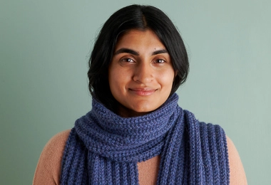 No-Purl Ribbed Scarf in Yonder