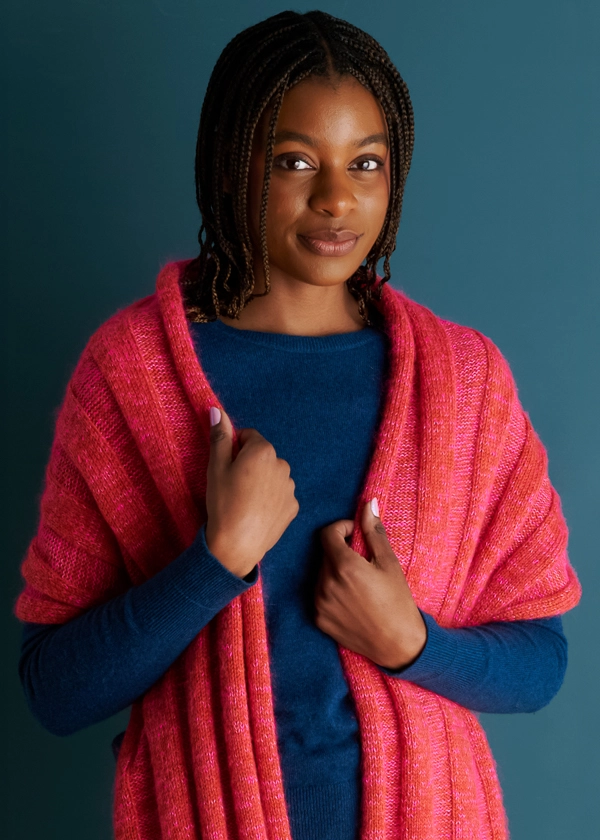Wide Rib Wrap: Free Scarf Knitting Pattern