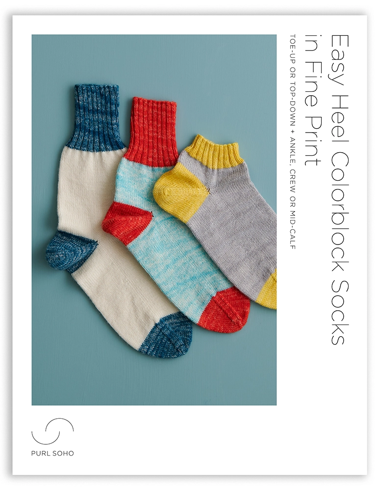 Easy Heel Colorblock Socks in Fine Print | Purl Soho