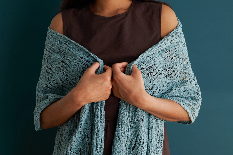 Botanical Lace Wrap in Cattail Silk | Purl Soho
