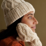 Fox Trail Hat + Mittens free Fox Trail Hat and Mittens knitting pattern in Purl Soho's Wild Donegal yarn
