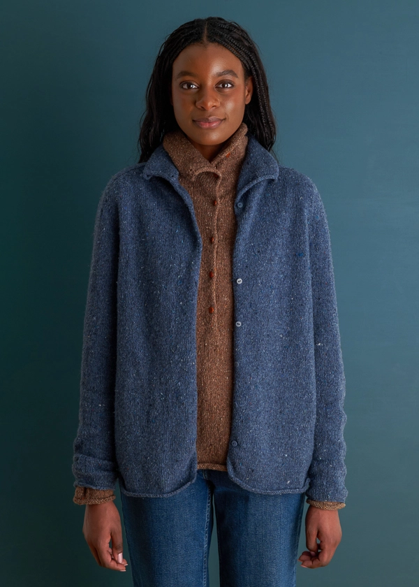 Top-Down Turtleneck Cardigan + Henley Sweater Knitting Pattern In