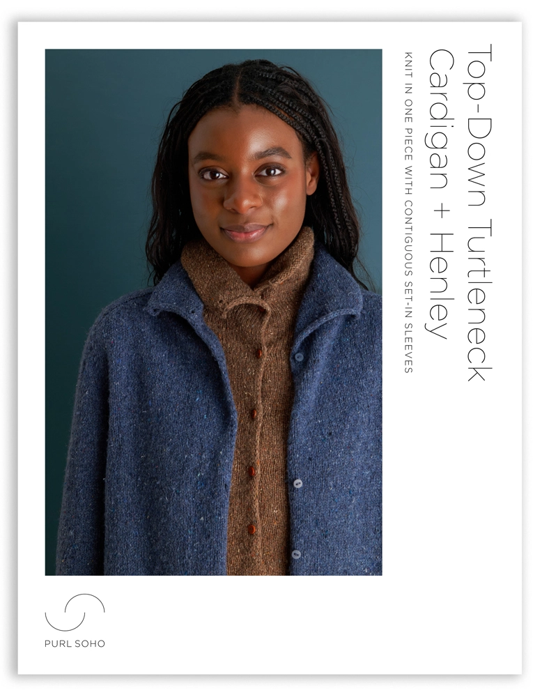 Top-Down Turtleneck Cardigan + Henley in Echo Wool | Purl Soho
