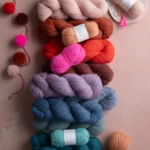 skeins of Purl Soho's Linen Quill and Linen Quill Minis